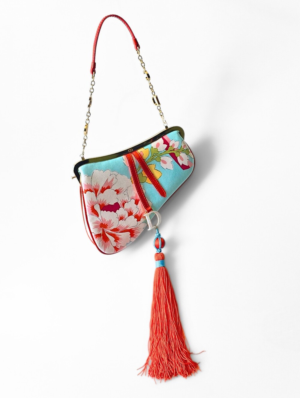 Dior Saddle Bag Mini Frame Silk Limited Edition Vintage Front Tassel Detail